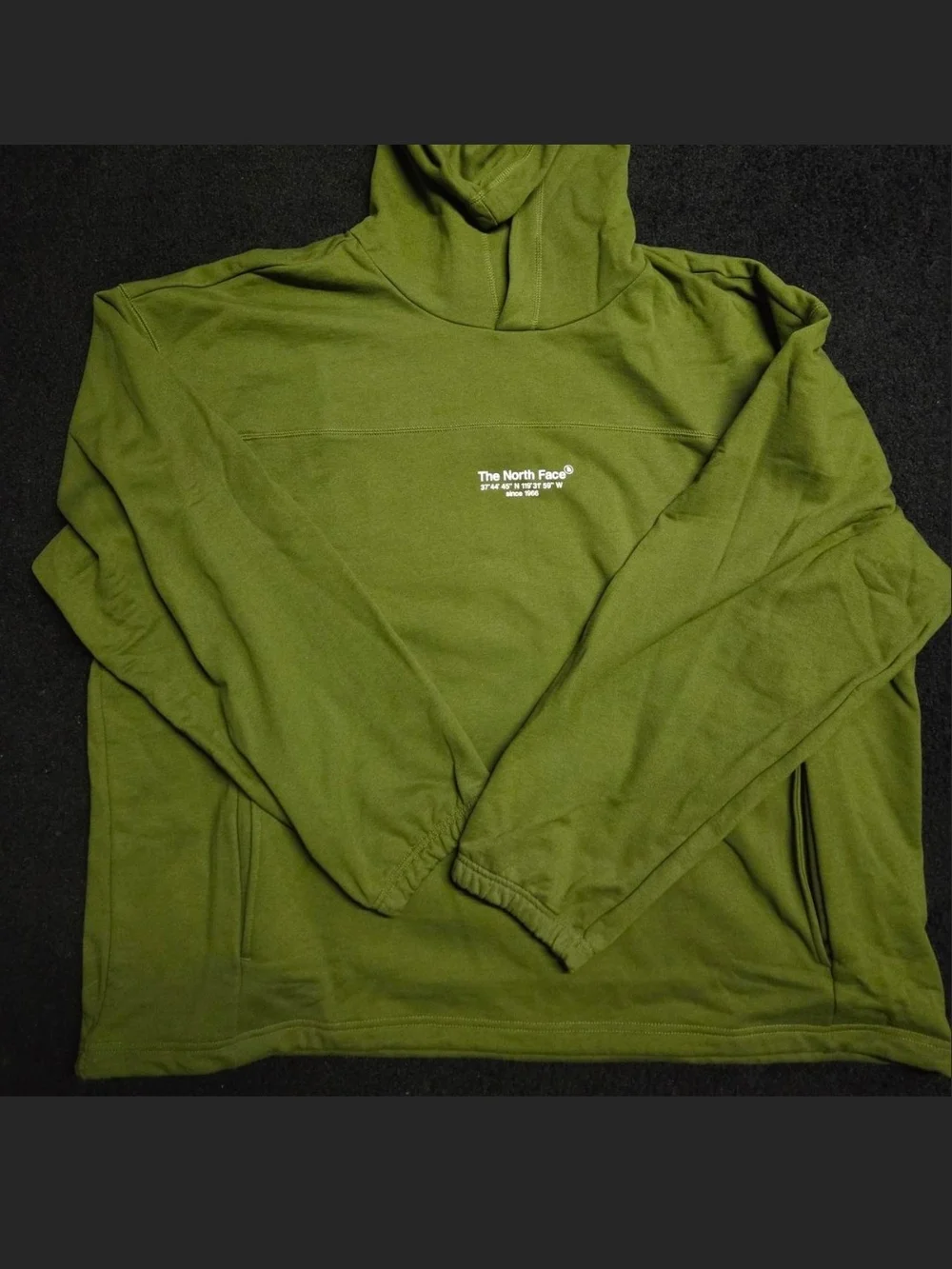 The North Face Olive Green Pullover Hoodie with Chest Logo